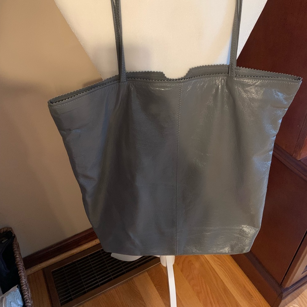 Gray tote genuine leather